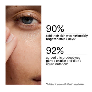 Product advertisement showing a close-up of skin with text about product effectiveness from a clinical study