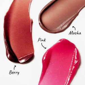 Annotated goops of Tinted Tripeptide Lip Balms