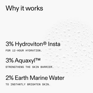 Text detailing Hydro-surge Dewy Face Mist ingredients with a white background