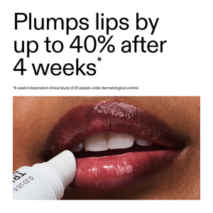 Tripeptide Plumping Berry Lip Balm with text claiming to plump lips by up to 40% after 4 weeks.