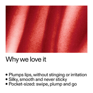 Tripeptide Plumping Berry Lip Balm with text highlighting its benefits on a white background