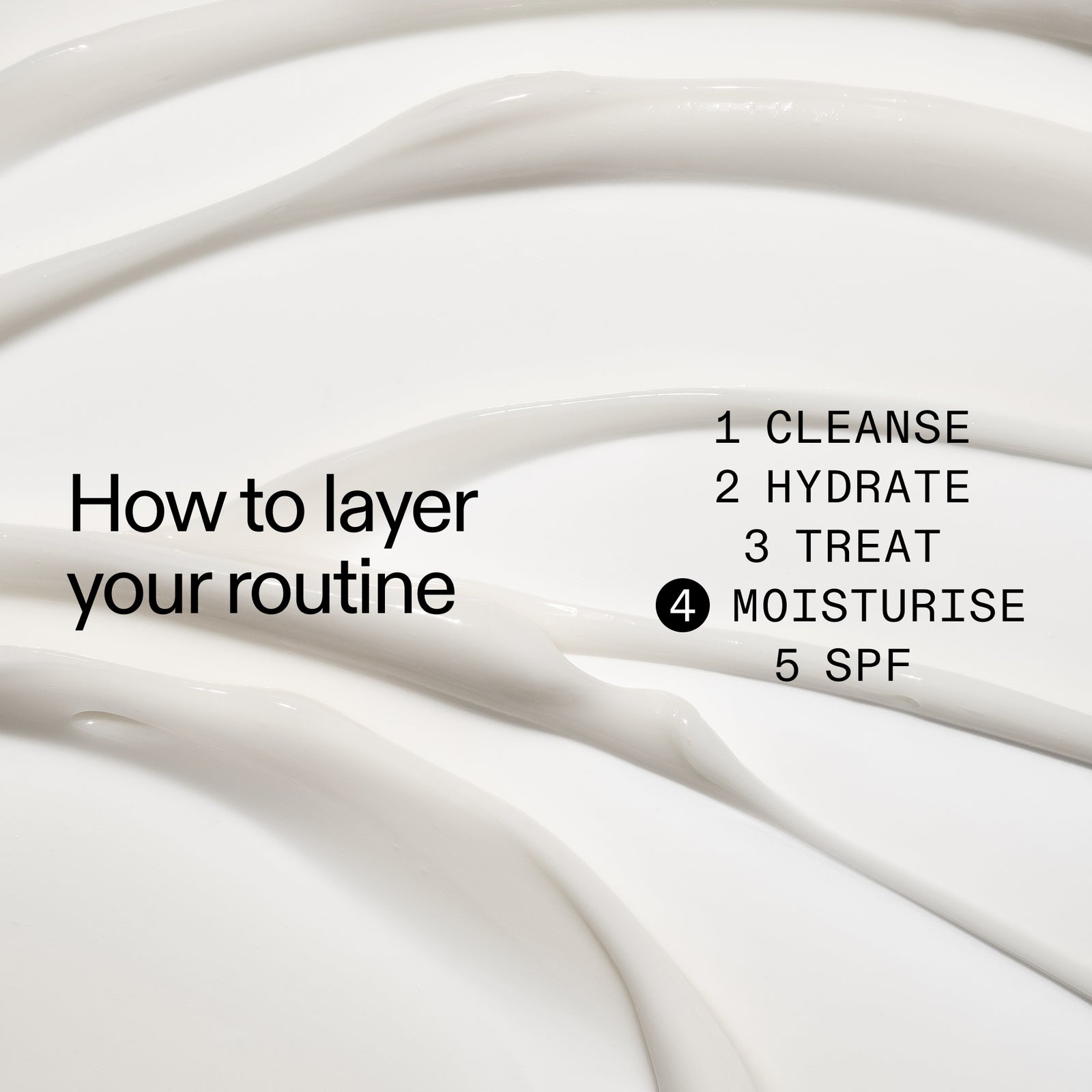 Close-up of Vitamin B, C and E Moisturizer  with text on how to layer a skincare routine.