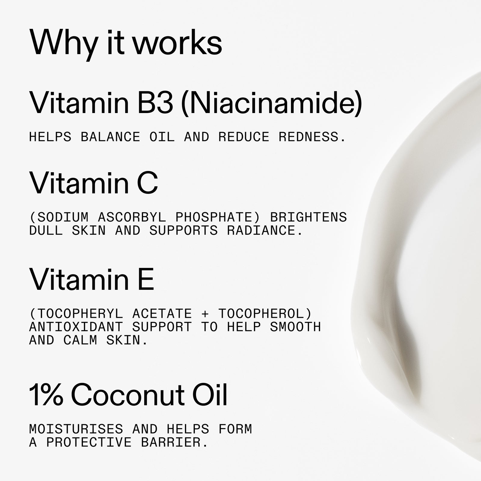 Ingredients in Vitamin B, C and E Moisturizer