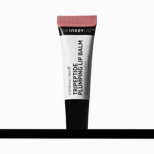 Tube of The Inkey List Tripeptide Plumping Lip Balm in Mocha on a white background