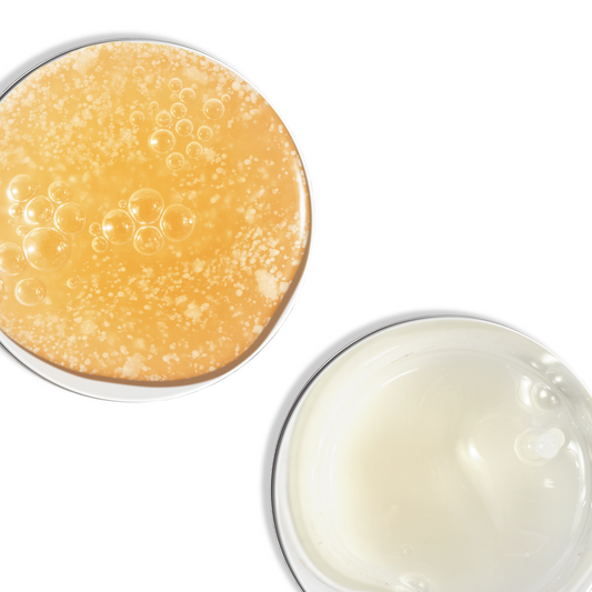 Goop/texture shot of Clean & Healthy Scalp Duo + Scalp Massager