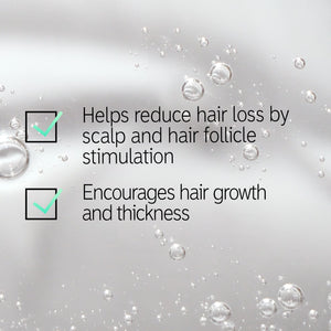 The Hair Growth Booster Bundle with text 'Helps reduce hair loss by scalp and hair follicle stimulation' and 'Encourages hair growth and thickness'