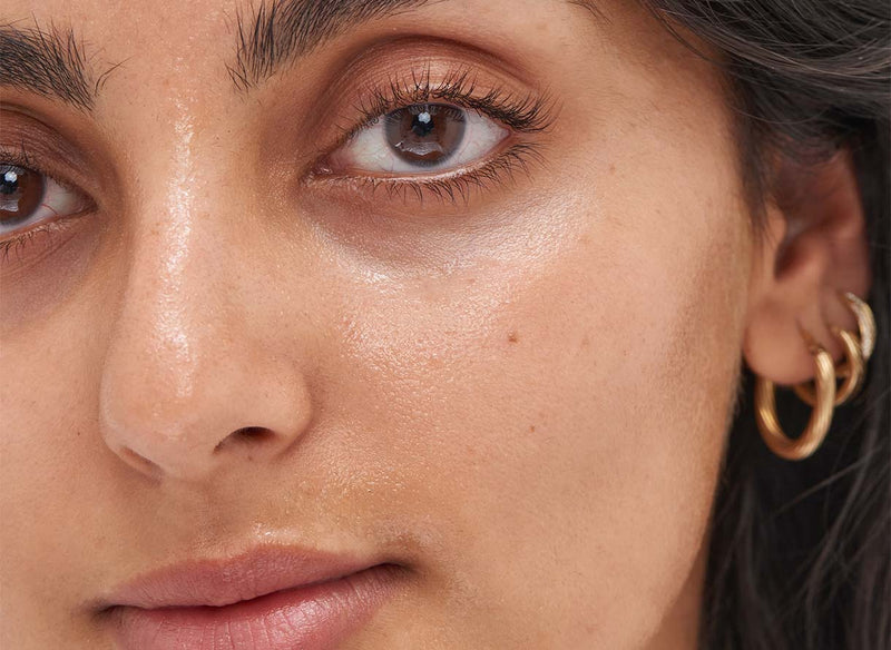 Close up on model's face