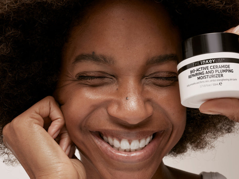 Model holding the Bio-Active Ceramide Repairing and Plumping Moisturizer