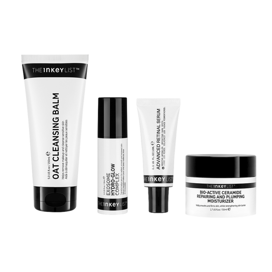 Set of skincare products from The Inkey List on a white background