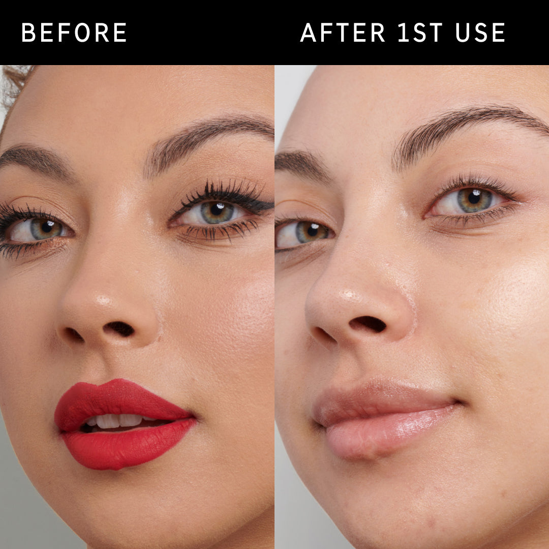 Before and after of Model using Oat Cleansing Balm