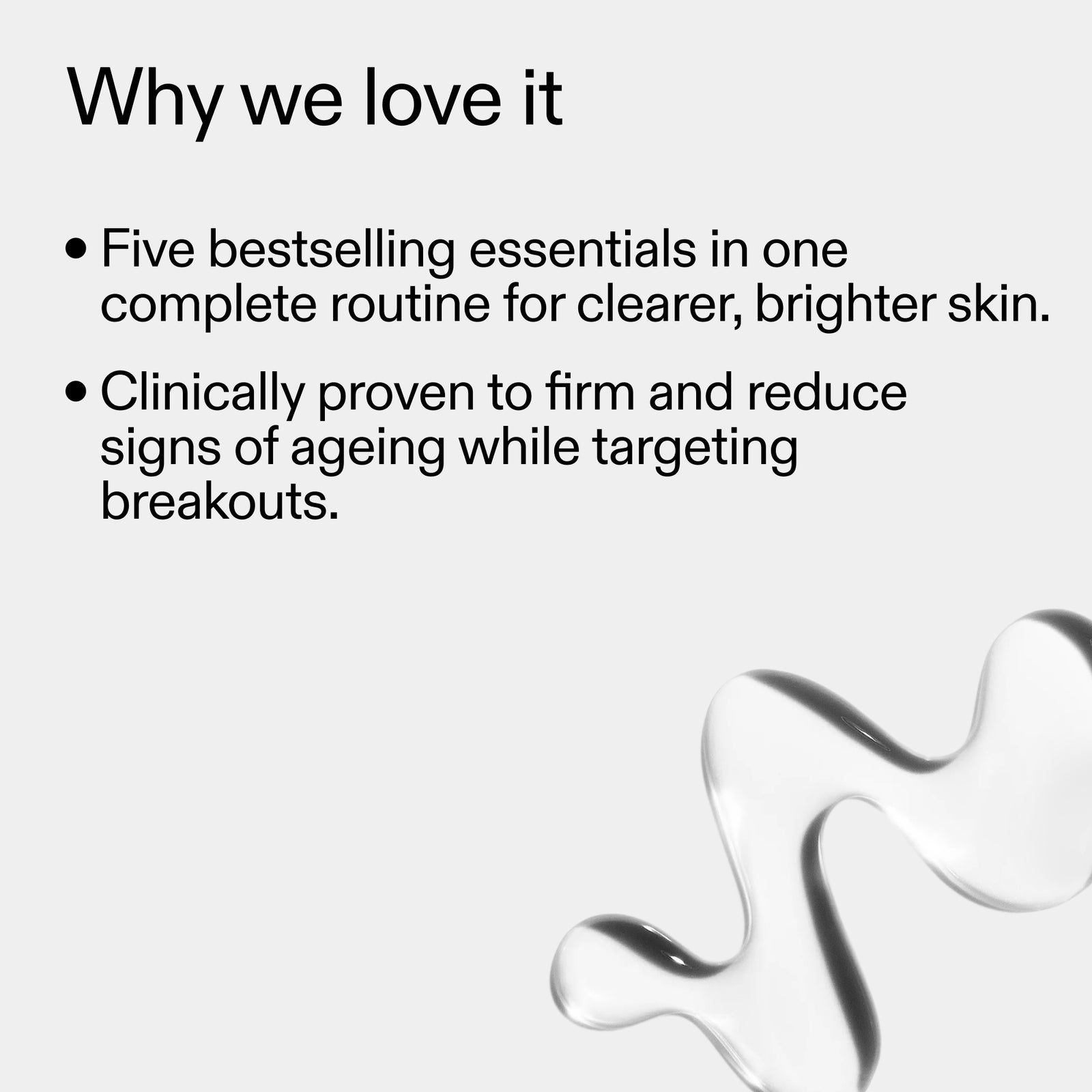 Text describing skincare routine benefits with a close-up of a skincare product.
