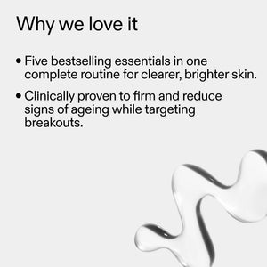 Text describing skincare routine benefits with a close-up of a skincare product.