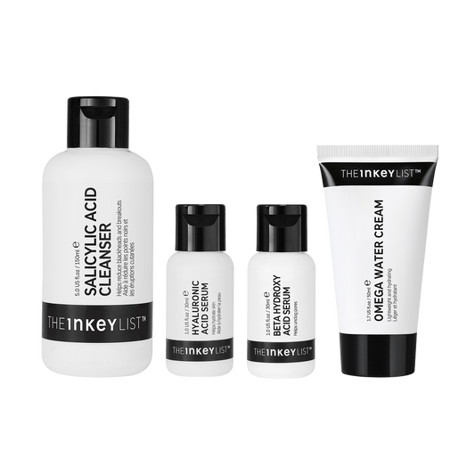 Set of skincare products from The Inkey List on a white background