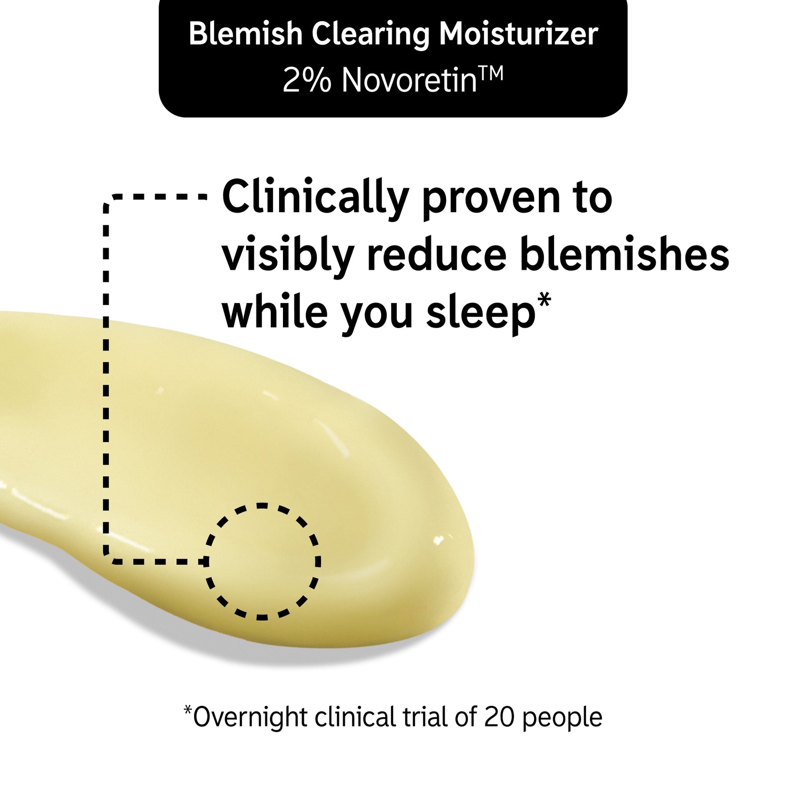 key claim from clinical trial of 20 people using Blemish Cleansing Moisturizer