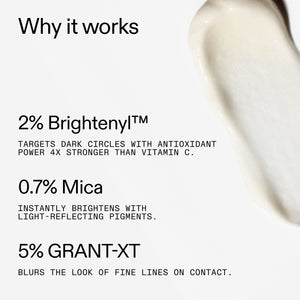 Brighten-i Eye Cream  ingredients with text on a white background