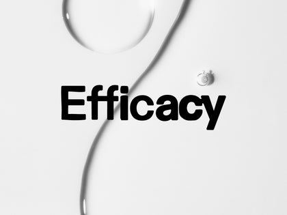 the  word 'Efficacy' displayed on a white background