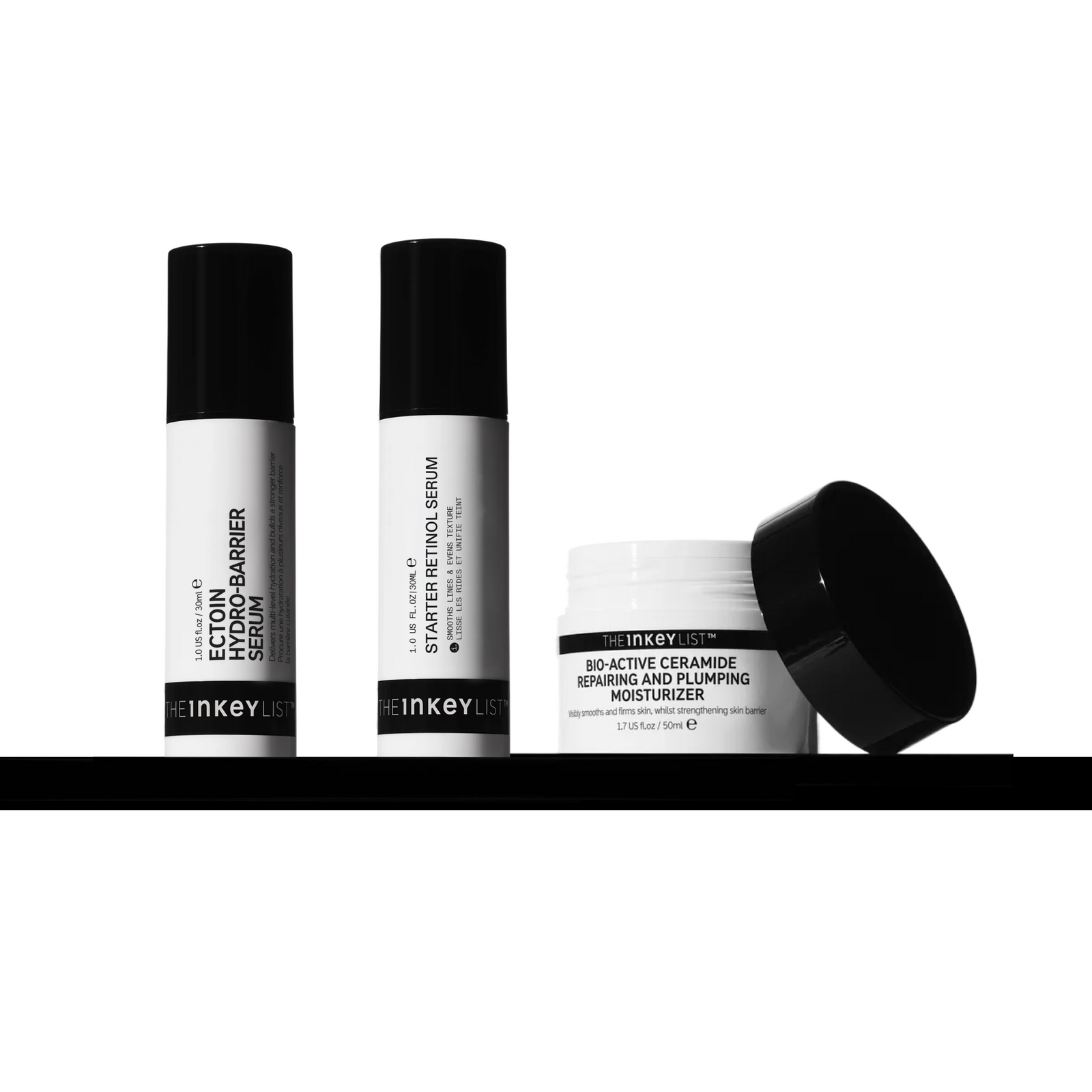 3 Inkey list serums on a white background