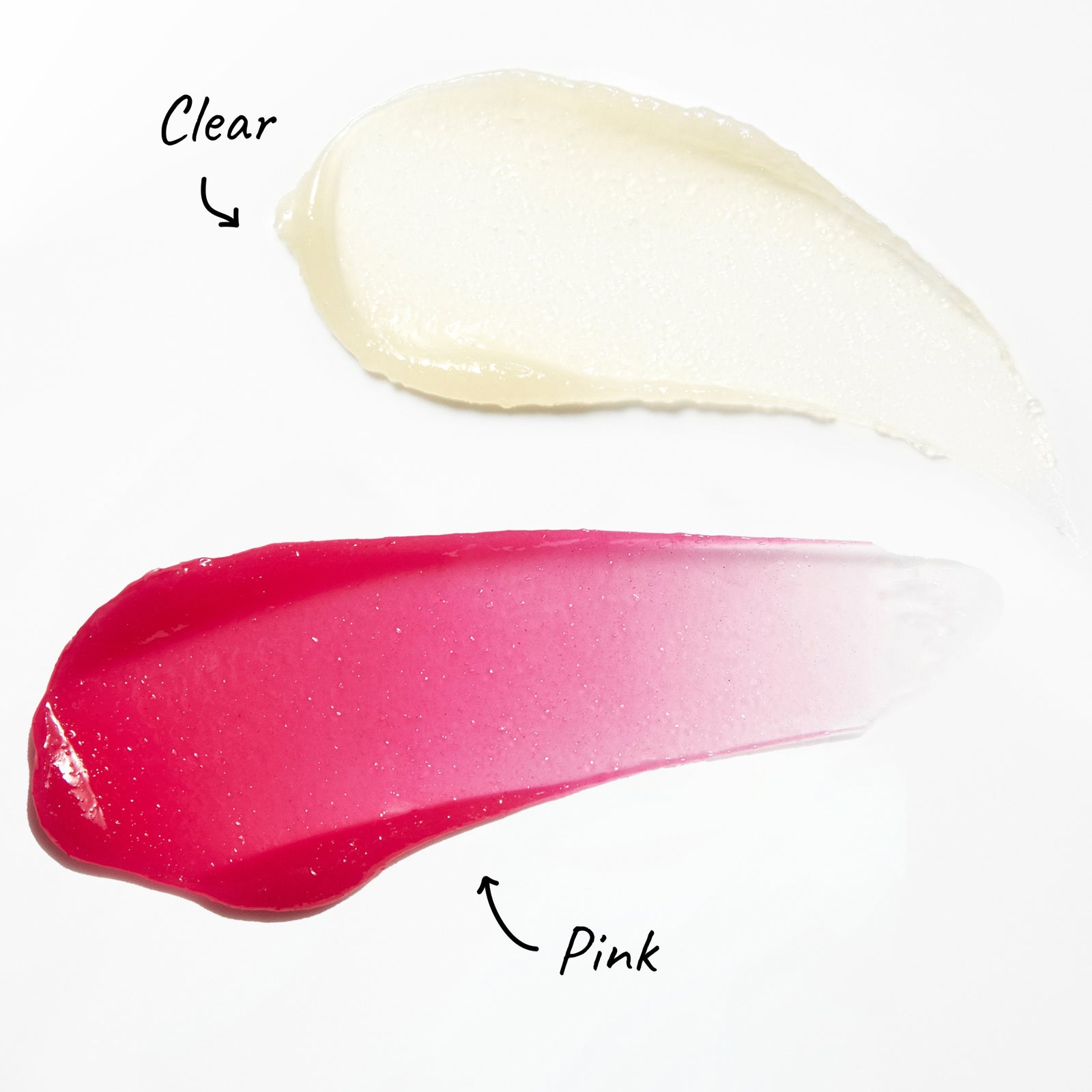 Annotated goops of Pink and Clear Tripeptide Lip