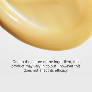 Swatch of Retinol that reads 'due nature of ingredients this product may vary in color - however, this does not affect its efficacy or safety'