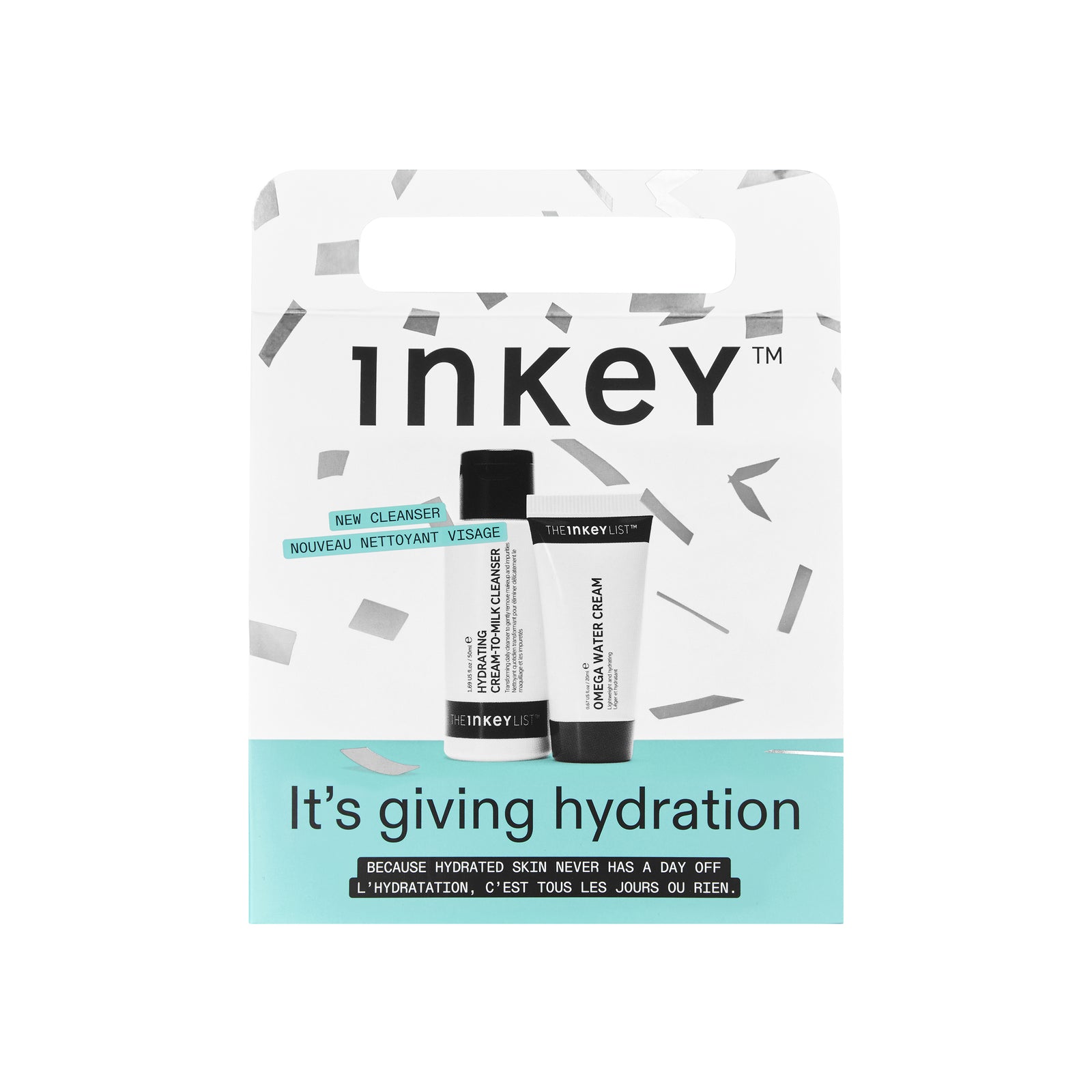 Inkey skincare product set packaging on a white background