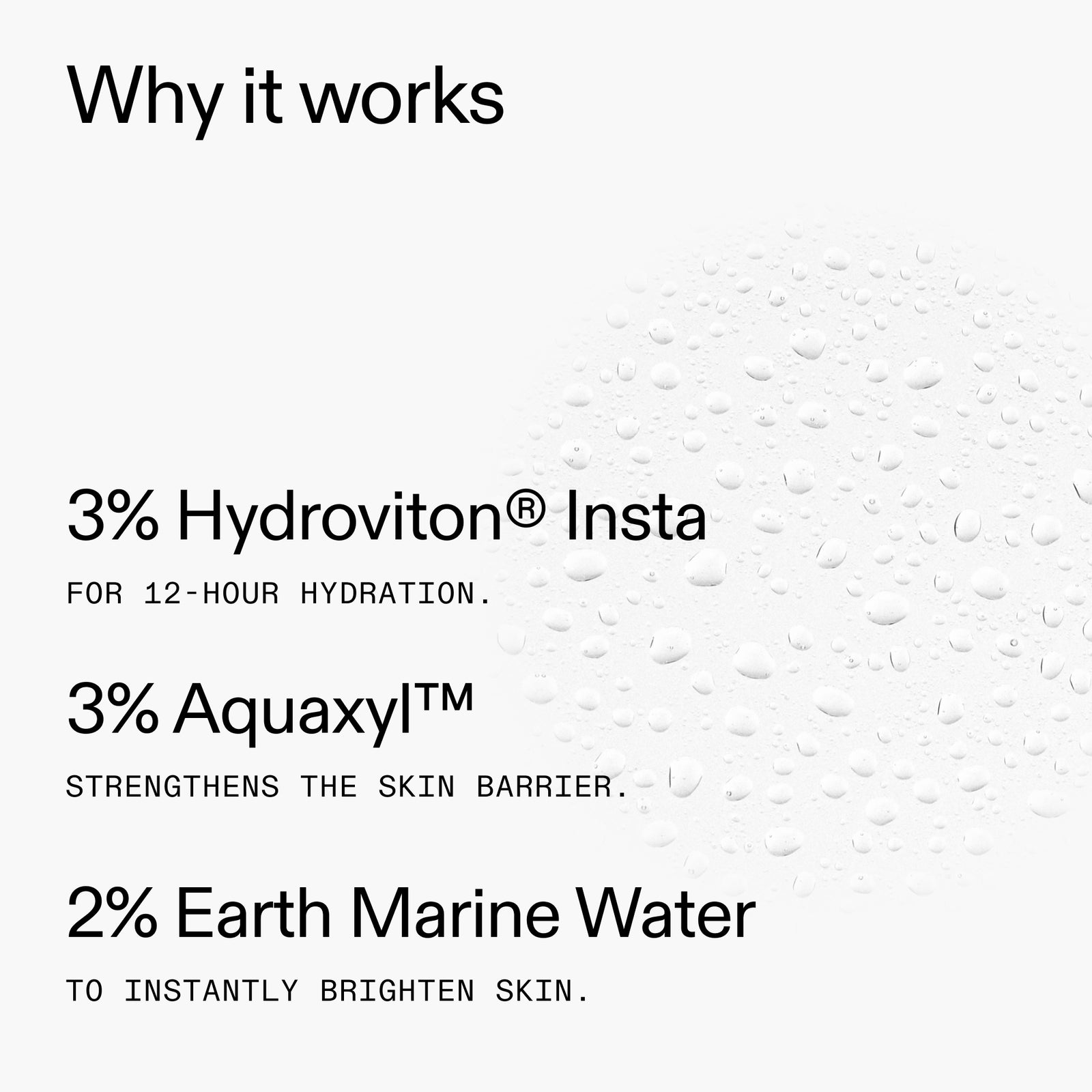 Text detailing Hydro-surge Dewy Face Mist ingredients with a white background