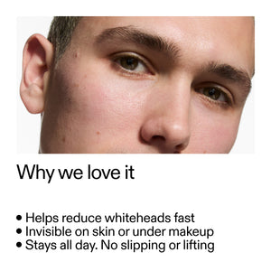 mans face and text about Hydrocolloid Invisible Pimple Patches benefits