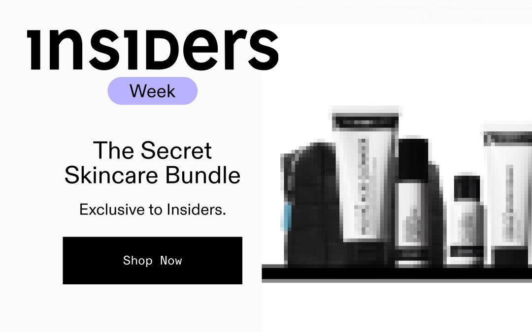 Promotional graphic for a skincare bundle with product images and 'insiders' branding.