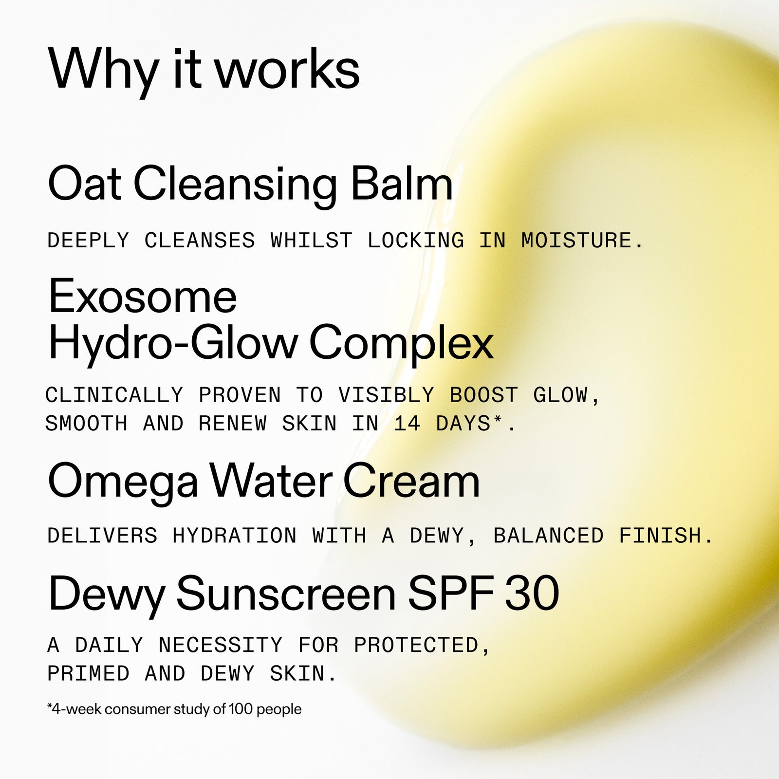 Oat cleansing balm with product description text on a white background