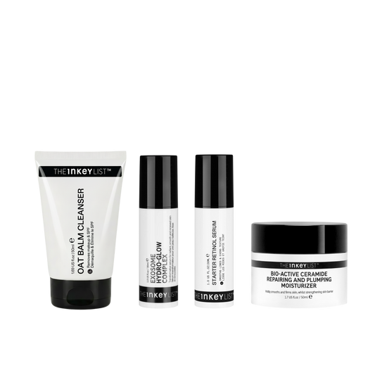 Set of skincare products from The Inkey List on a white background