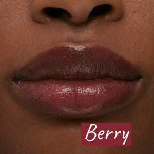 Model applying Berry Tripeptide Lip Balm