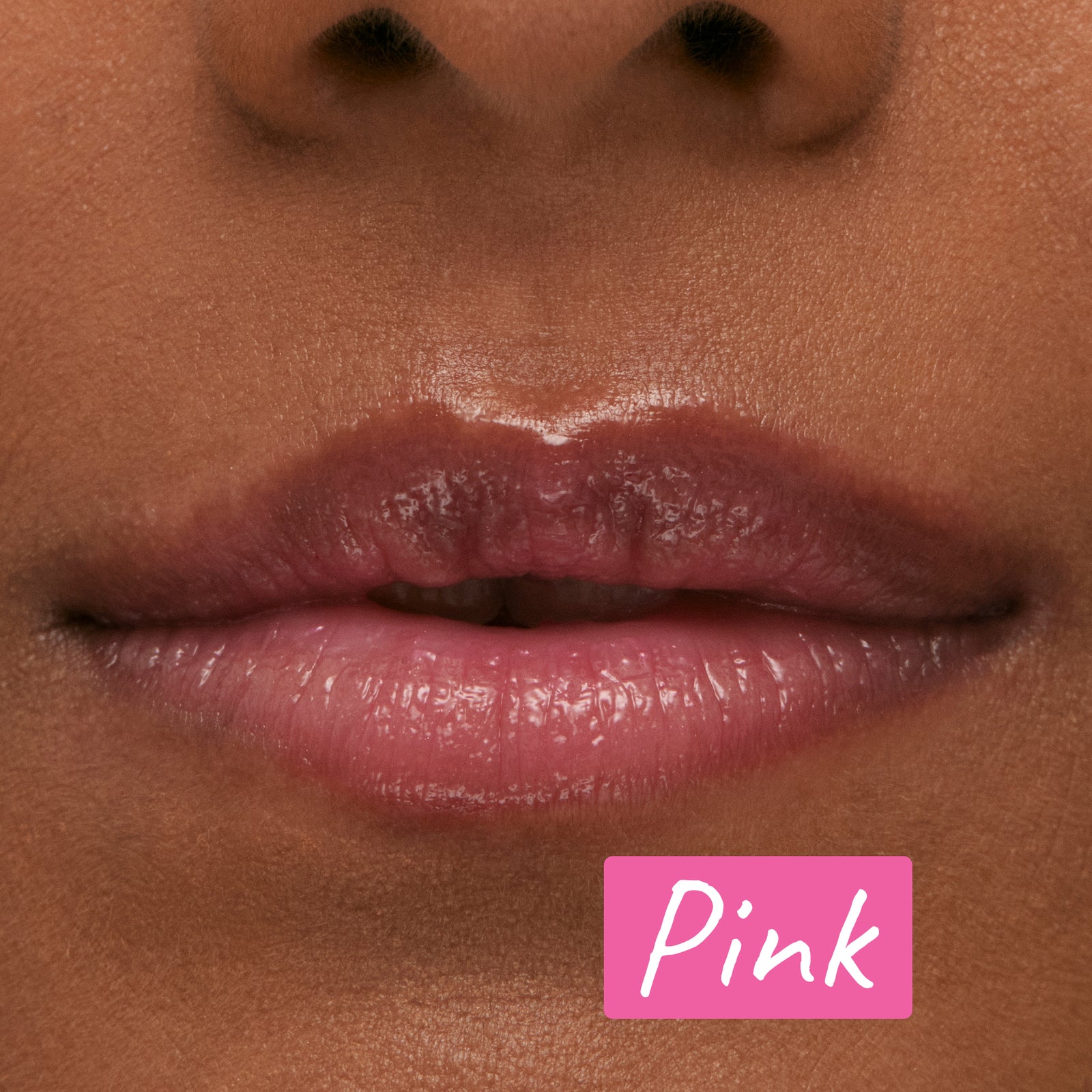 Model wearing Pink Tripeptide Lip