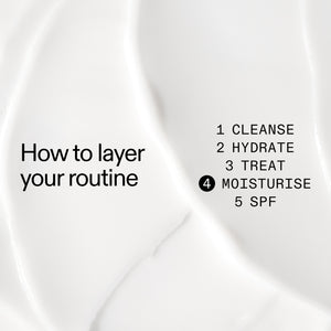 Text on a white background about layering Peptide Moisturizer in a skincare routine with steps 1 to 5.