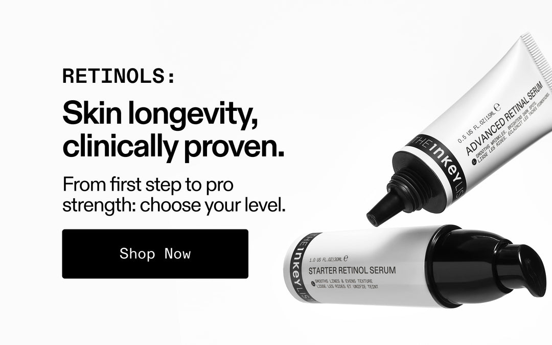 Skincare product in a pink packaging with promotional text and code on a white background