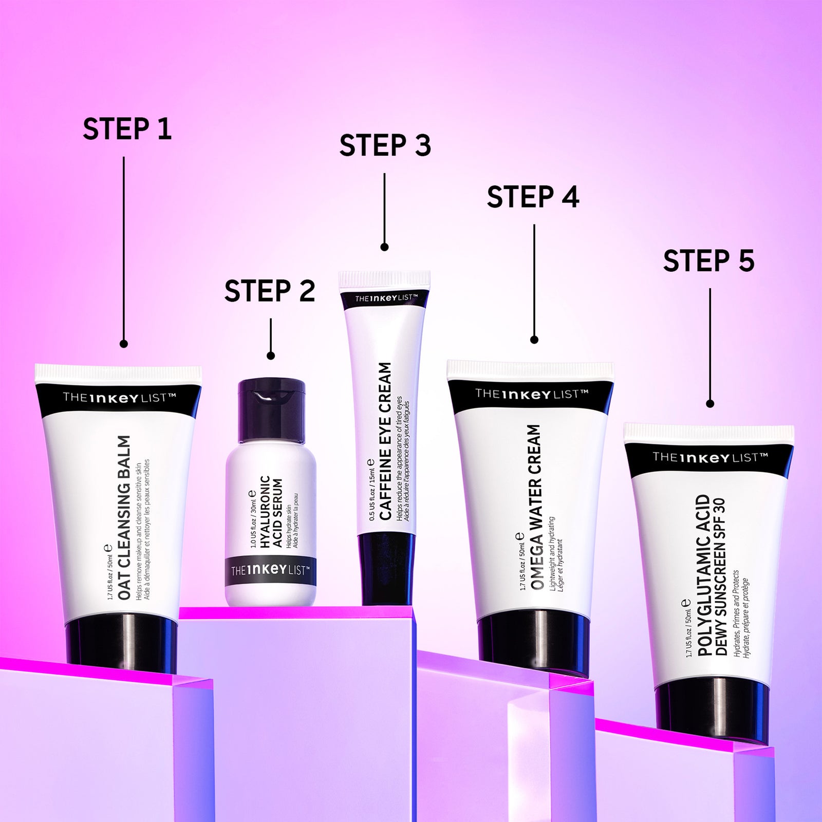 Lightshot of The INKEY Intro Routine displaying the order/ step each product in this routine should be used in a skincare routine