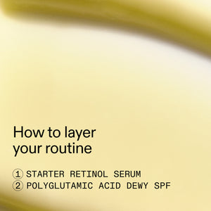 Cosmetic product with text on how to layer a routine