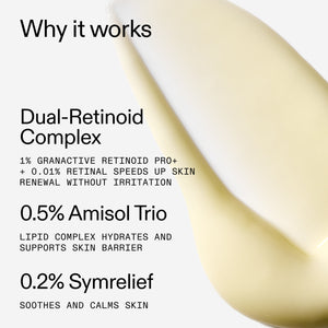 Product label with skincare ingredients and their benefits on a white background