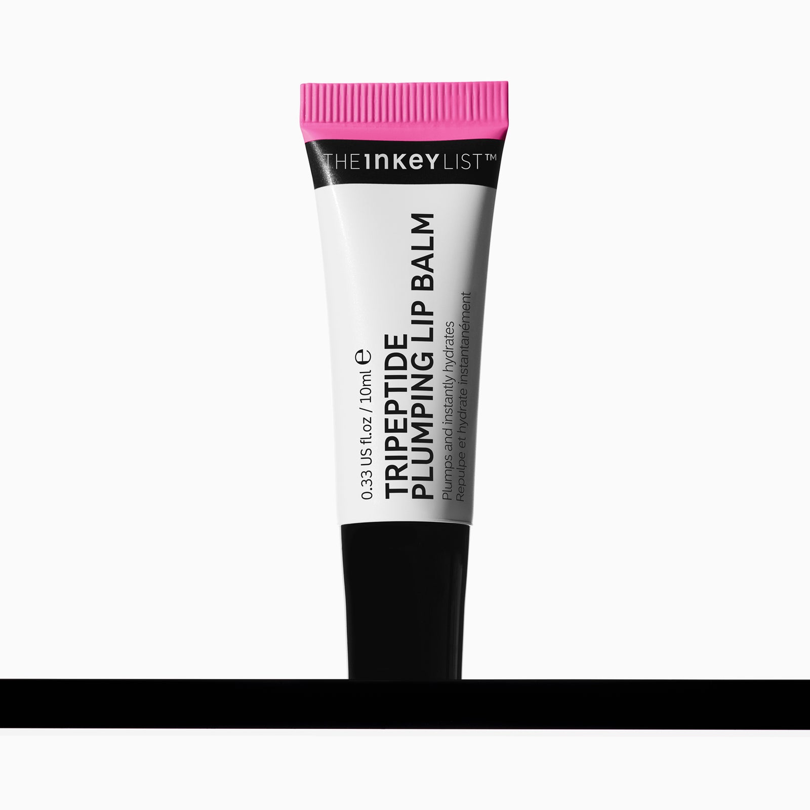 Tube of The Inkey List Tripeptide Plumping Lip Balm in Pink on a white background