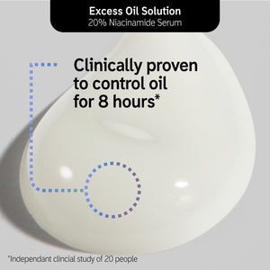 Excess Oil & Pore Minimizing Solution Routine goop shot annotated with a statistic about oil control